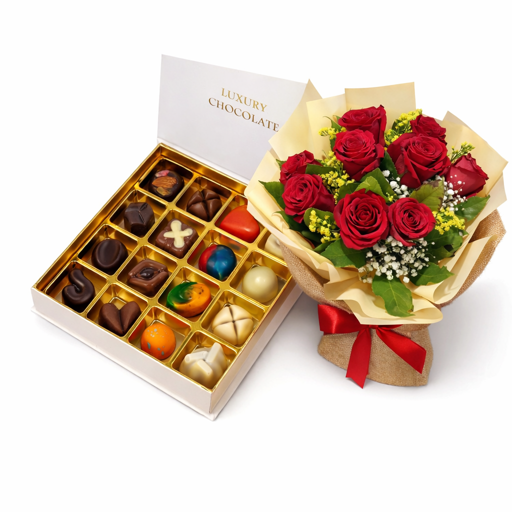 ورد وشوكولاتة